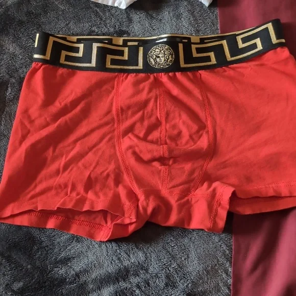 Versace Red and White Boxer Briefs with Logo Waistband - Picture 2 of 9